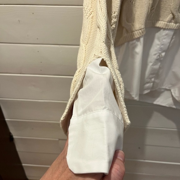🤍PILCRO Anthropologie Sweater M Cream White Layered Look - Picture 5 of 10